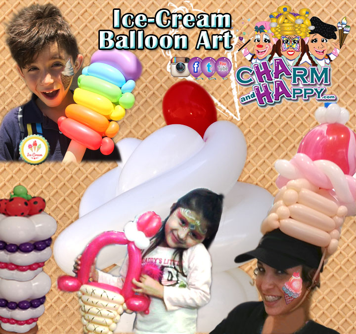 Ice-cream theme social balloon art by CharmandHappy.com SoCal
