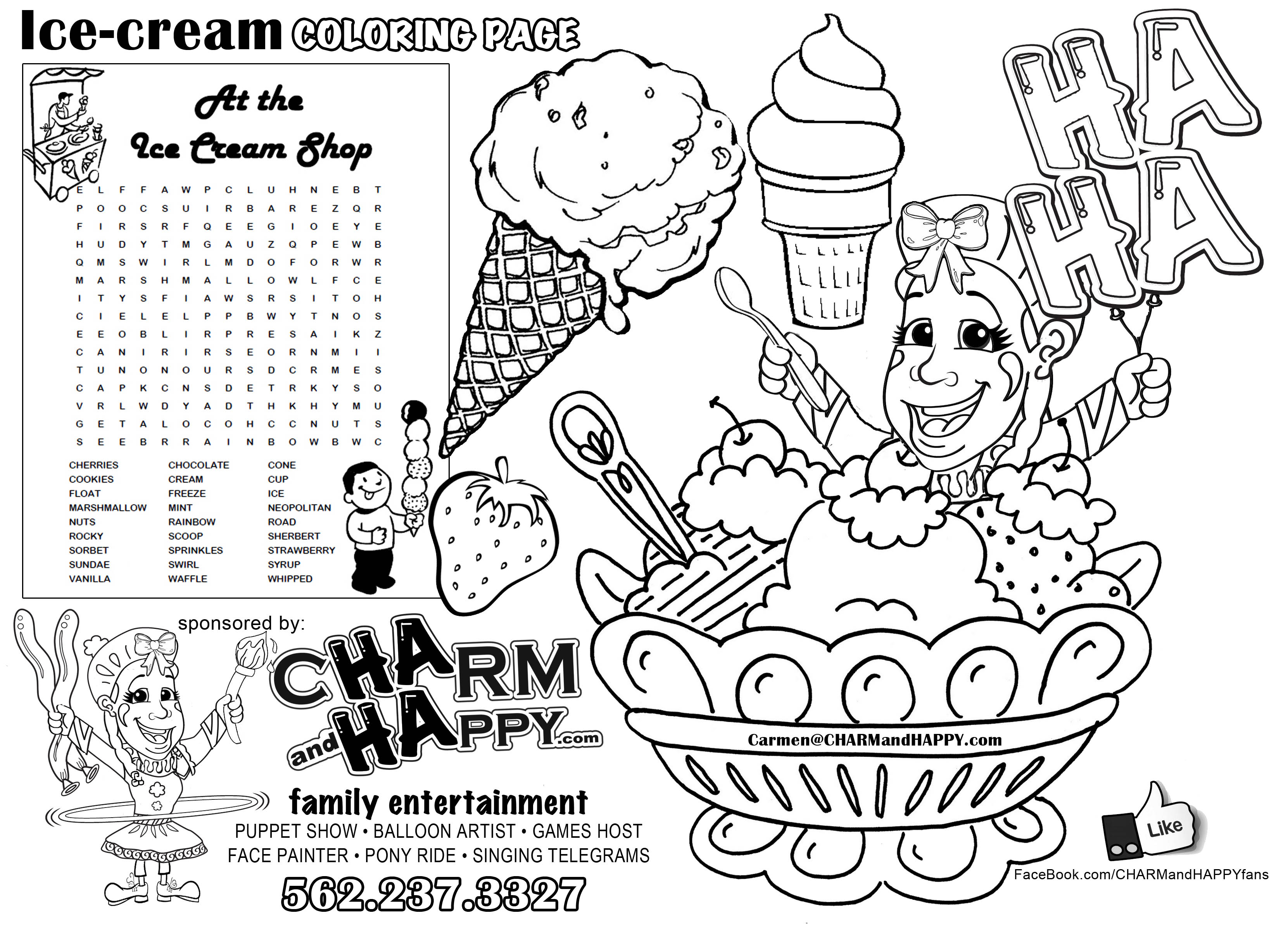 National Ice-cream month July event socials featuring CharmandHappy.com face painting balloon art entertainment Los Angeles Hollywood Temecula moreno valley San Jacinto San Bernardino