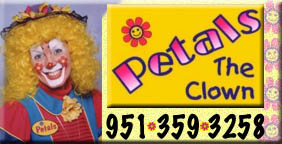 Petals the clown birthday party entertainment in Riverside, CA