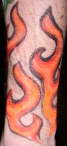 Flames on arm painting