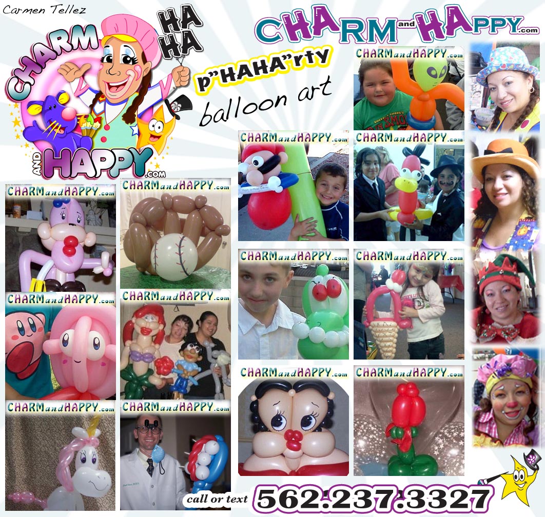charmandhappy.com animal balloon arti los angeles socal 562-237-3327