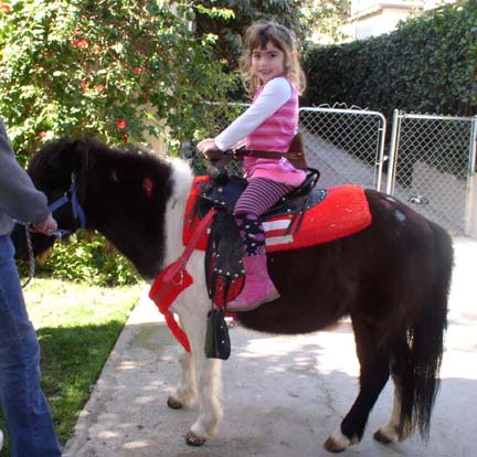 mini pony with happy girl rider