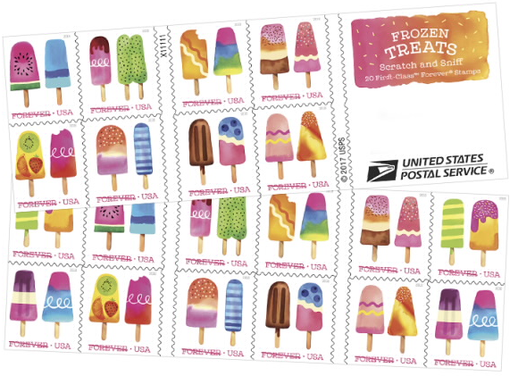 national ice-cream month scratch n sniff usa stamps