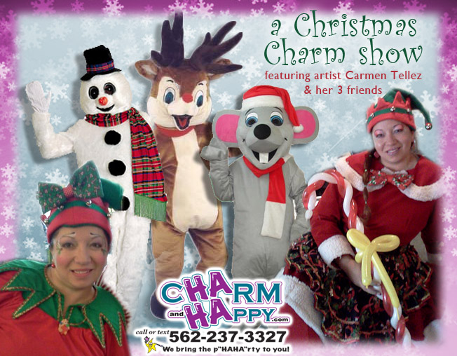 christmas holiday characters snowman reigndeer rudolf jack frost elf mrs claus winter singing  telegram