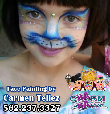Hemet Face Painter Carmen Tellez CharmandHappy.com kitty face IE San Jacinto Beaumont