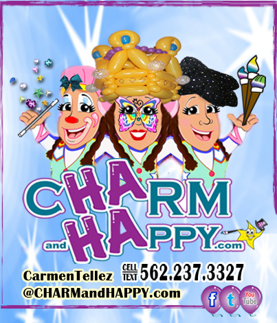 CharmandHappy.com Carmen Tellez Whittier party entertainment balloon art face painter whittier balloon art los angeles oc orange county socal singing telegram unique birthday gift