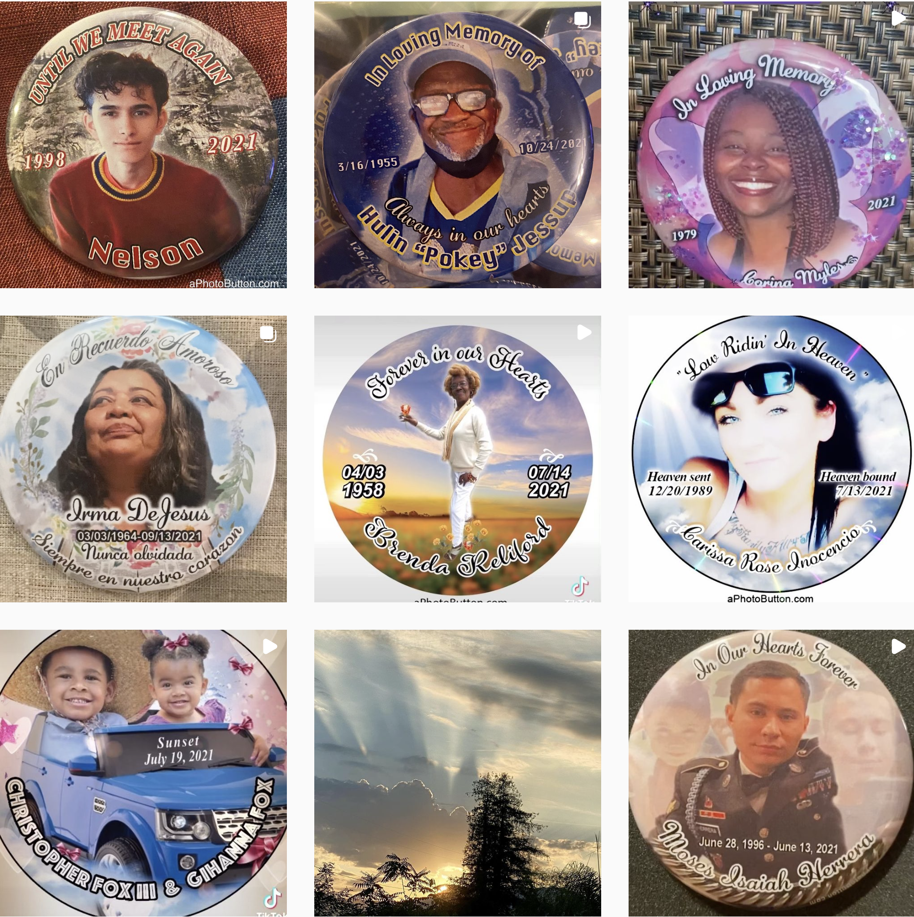 Instagram memorial photo buttons by aPhotoButton.com Hemet Riverside Cty