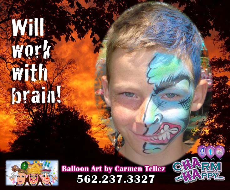 Halloween face painter CharmandHappy.com SoCal Hemet Banning Menifee Riverside Corona