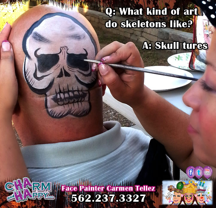 halloween skull face painter carmen tellez charmandhappy los angeles socal whittier