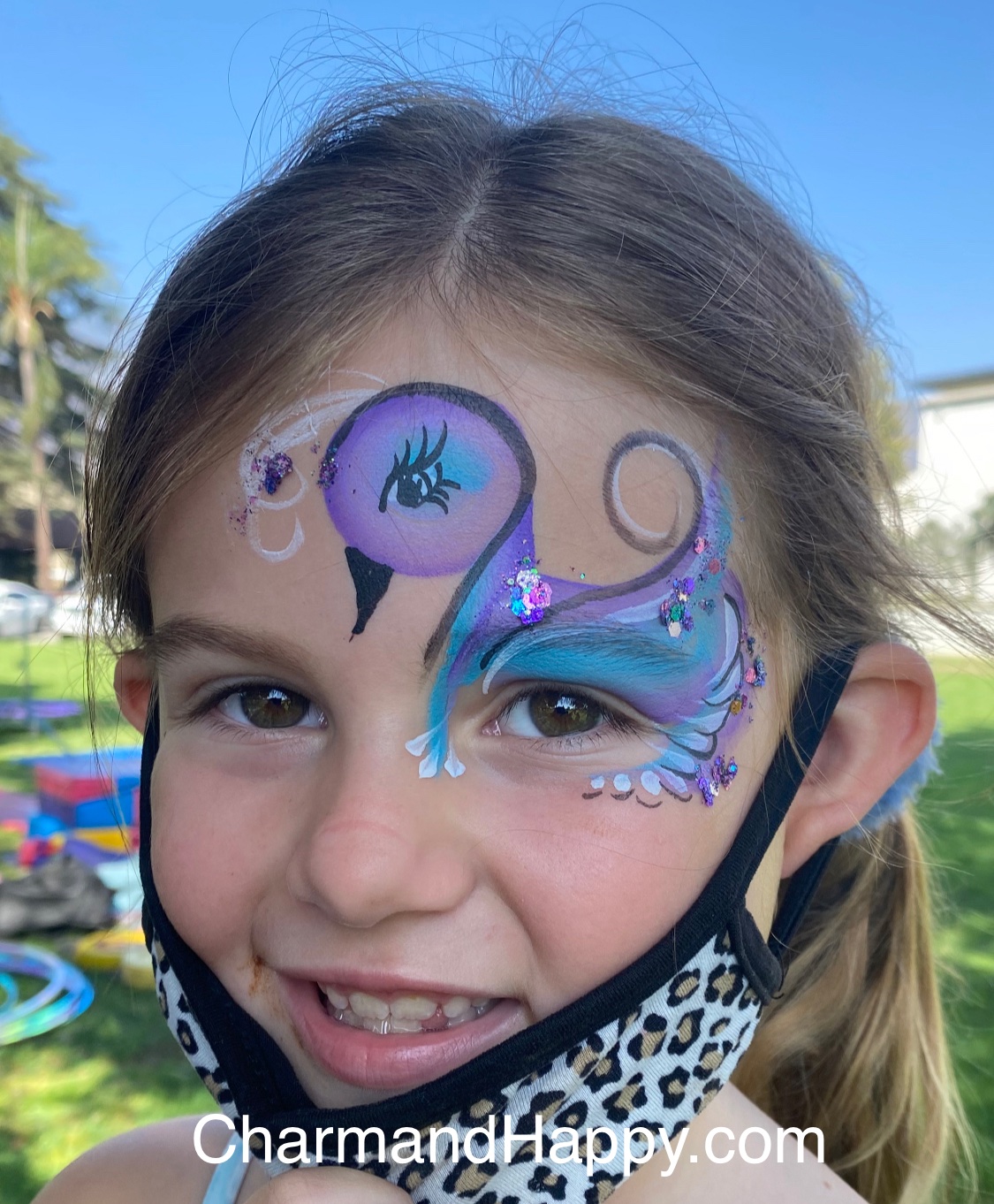 CharmandHappy.com Face Painter Carmen Tellez SoCal cute bird eye design