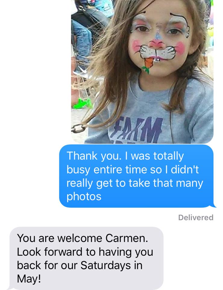 CharmandHappy.com easter face painer bunny face menifee perris temecula socal