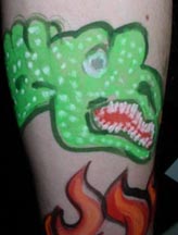 monster painted on arm for PWS company event face painter los angeles CharmandHappy.com