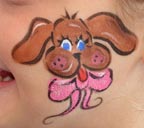 face paint puppy with bow