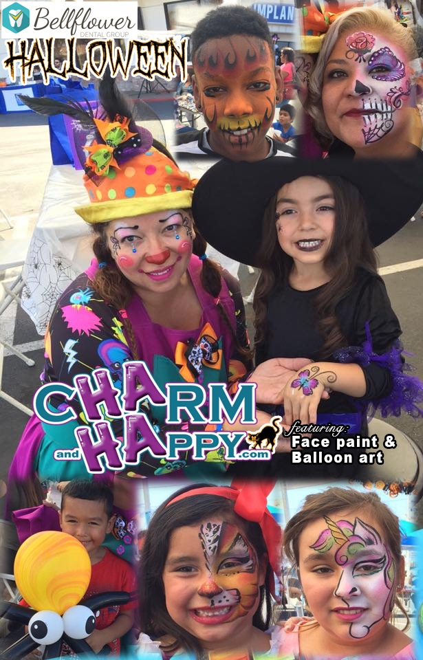 Halloween face painter balloon twist art CharmandHappy.com Bellflower Hemet San Jacinto