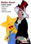 Mother Goose with star puppet story teller in Los Angeles San Bernardino Orange County San Fernando Southern California
