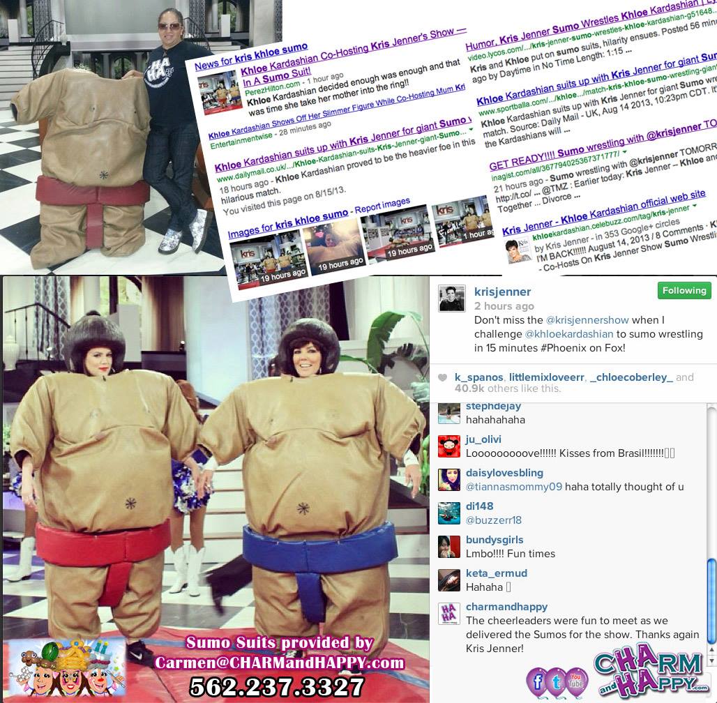 Sumo wrestling suits rental by CharmandHappy.com articles about when the Kardashians sumo wrestled on the Kris Jenner TV show