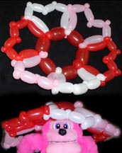 Valentine balloon art twist hearts around hat