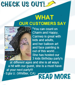 client feedback comments face painting comments for Carmen Tellez CharmandHappy.com San Jacinto Perris Menifee Beaumont Hemet SoCal Face Painter